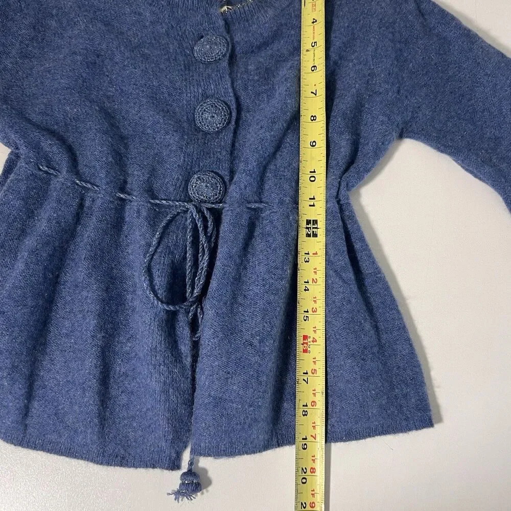 Charlotte Ronson Cardigan Sweater Womens S Blue Cashmere Belted Boho Cottagecore
